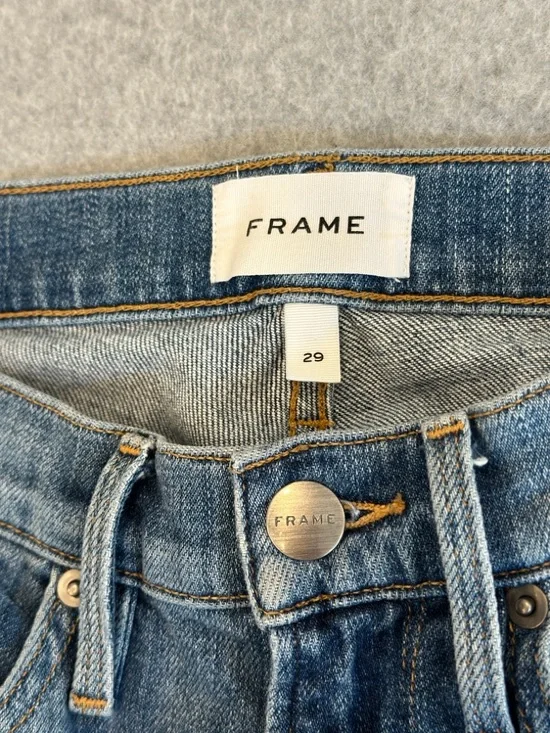 Frame Denim Men's L’Home Slim Straight Jeans in Mid Blue Wash - Picture 6 of 11